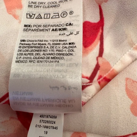 Pink and white silk blend floral blouse, size 14, from White House Black Market - Picture 8 of 8